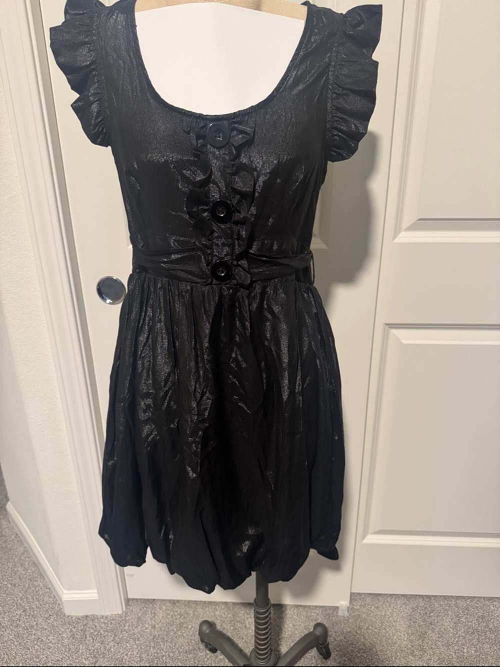 Black Ruffle Front Dress - Elegant Party Style